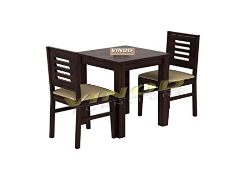 Image of Solid Sheesham Wood 2 Seater Dining Table Set with 2 Chair for Dining Room| Dining Chairs Set of 2 Living Room|Furniture Teak Wood Dining Table 2 Seater (Walnut Finish)