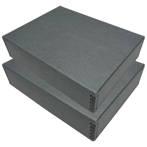 Lineco Drop Front Archival Storage Box 9.75x12.75x3 in Gray 2 Pack