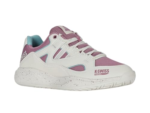 K-Swiss Tura Team Padel, Tenis Shoe Mujer, Blanco Morado Pastel Turquesa, 37 EU