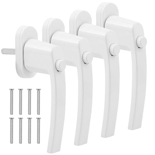 KBIBCK Fenstergriffe Abschliessbar, 4 Stück Abschließbare Fenstergriffe, Kindersicherung Fenster, Länge des schafts 35 mm, Kindersicherung Fenster für Fenster, Balkontüren(Weiß)