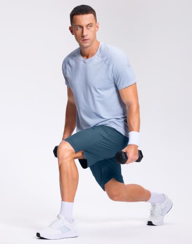 Image of GGJ Men's Lightweight Athletic Shorts with 2 Zipper Pockets 7 inch /9 inch /5 inch Gym Workout Running Quick Dry Tennis Shorts for Men