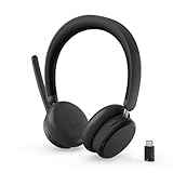 Lenovo Dual-Mode Wireless ANC Headset 6550 per Teams, cuffie wireless Bluetooth 5.3 con ANC ibrida ed ENC AI, ricevitore USB-C, 360° busy light, autonomia fino a 60h