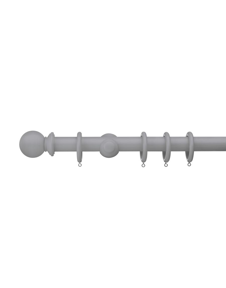 Swish Romantica Ball 28mm Wooden Curtain Pole Set, Smoke, 300 cm