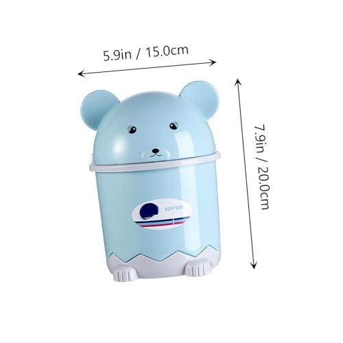 Caneca de basura pequeña con tapa Unomor azul rectangular miniatura 2