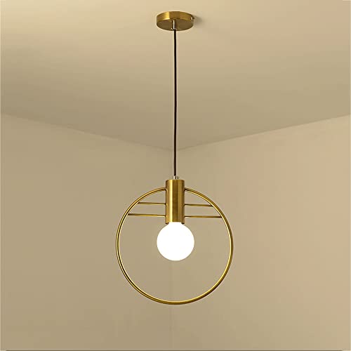Lámpara Colgante E27 de Hierro Oro Nórdico Iluminación Interior Lámpara Colgante Techo de Un Cabezal 2