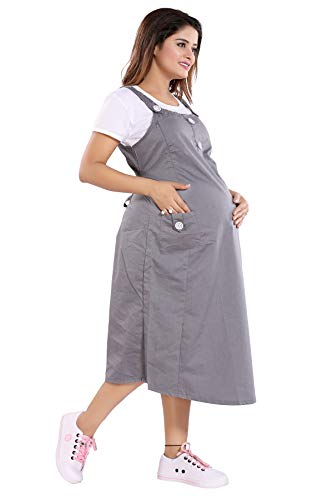 Image of MAMMA'S MATERNITY Women's Cotton Maternity /Pregnancy /Easy Breastfeeding /Feeding /Western Dress with Zippers for Nursing Pre and Post Pregnancy