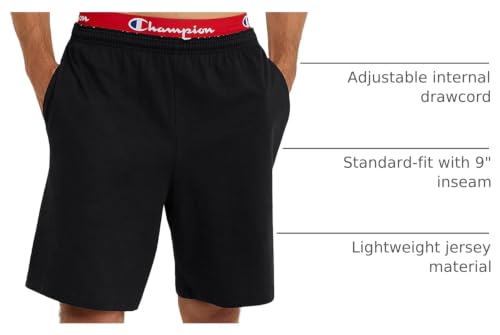 Image of Champion Men Graphic Lounge Short,Standard Fit,7 inch Inseam,Script Logo,Lightweight 100% Cotton Jersy,Available Regular,Big,Tall