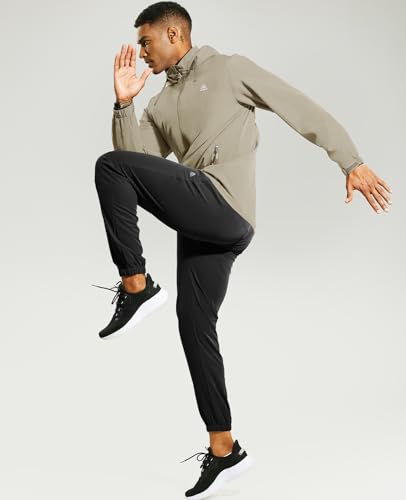 Haimont Jaqueta masculina com capuz, leve, à prova de vento, resistente à água, para corrida, caminh