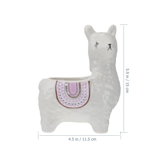 Pot de fleurs alpaga céramique blanche idée cadeau originale déco bureau - 3