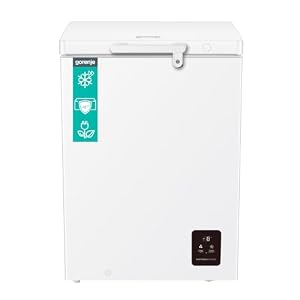 Gorenje FHC10D6W5 Gefriertruhe mit Rollen/57, 8cm Breite/97 Liter/Gefrierschutz unten -15℃/Elektronishe Kontrolle/Inverter/Sicherhe... 57, 8×85, 8×44, 4 cm/Weiß [Energieklasse D]