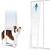 MOPHOTO Dog Door for Sliding Glass Door, Adjustable Height 74.8"-80" Glass Pet Door, No-Drill Insert Installation, Rental-Friendly Sliding Pet Door with Security Lock & Weather Stripping, White