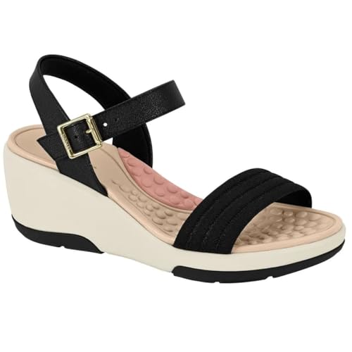 Sandália Anabela Modare Elástico Feminina - Preto - 38