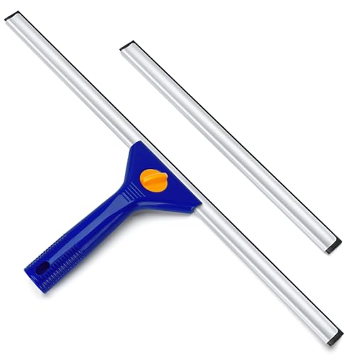 18-Inch Window Squeegee Professional with 12-INCH Chanel Squeegee for Shower Glass, Easy Change Window Cleaner Squeegees Washer Kit for Countertop Car Mirror Cleaning & Washing