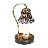 Calentador de Velas eléctrico con Base de mármol y Pantalla de Vidrio for Oficina y Dormitorio lámpara de Escritorio(Noir)