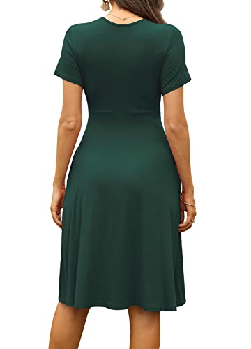 Image of WEACZZY Women's Summer Short Sleeve Casual Dresses V-Neck Floral Party Dress with Pockets