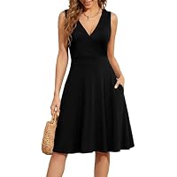 Women's Casual V-Neck Floral Wrap Sundress with Pockets only