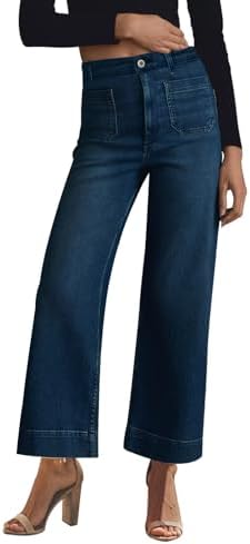 KUNMI Women's Wide Leg High Waisted Stretchy Straight Leg Jeans B...