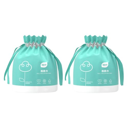 TOYANDONA Toallas Faciales Desechables de Algodón 2 Rollos 40 Unidades Cada Uno Toallitas Limpiadoras Secas y Húmedas para Limpieza y Desmaquillado Cuidado Facial Diario Mujer