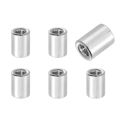 MECCANIXITY 6Pcs M3x0.5x8mm Round Coupling Nuts, Stainless Steel Connector Nut Fasteners Rod Hardware Nuts 6mm OD for Threaded Rod, Industrial Construction Fasteners, Silver