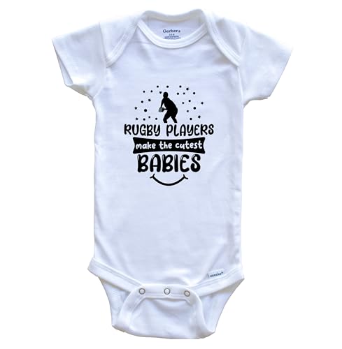 Rugby Players Make The Cutest Babies Funny Rugby One Piece Baby Bodysuit, 18 Months White