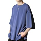 [アーケード] Tシャツ メンズ 肉厚 速乾素材 ポンチスウェット 半袖 カットソー 夏 ポケットTシャツ サイドスリット 半袖Tシャツ L ブルーグレー