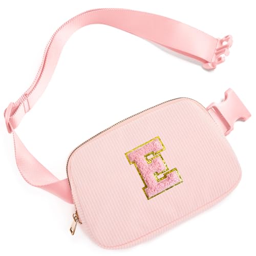 Image of Gitus Gifts for Teen & Tween Girls - Pink Women's Initial Letter Patch Fanny Pack (Light Pink-E)