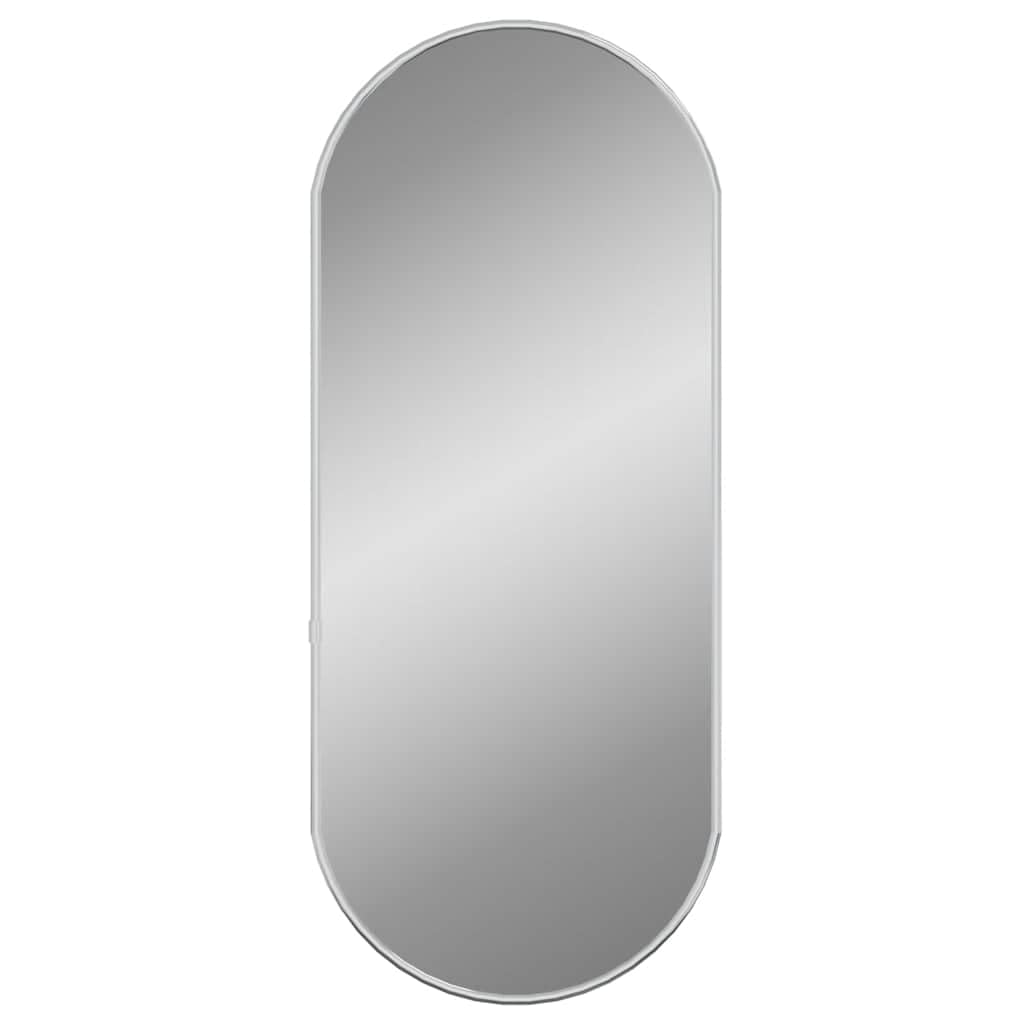vidaXL Oval Wall-Mounted Mirror - Silver 60x25 cm, PVC Frame, Make-Up/Cosmetic Vanity Glass Mirror for Bathroom, Bedroom, Hallway