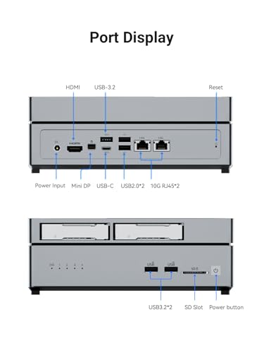 Image of FS510402D NAS Server - 6-Bay All-Solid-State NAS Storage & Mini PC, 4X M.2 + 2X U.2 SSD, Personal Cloud Storage Device with Dual 10G Network Storage, Home NAS /Network Attached Storage