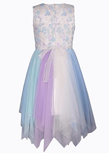 Bonnie Jean Girls 4-16 Mint Purple Blue Mesh Hanky Hem Jewel Waist Dress (6) #TOP2