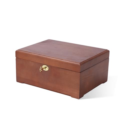 Locked Wooden keepsake box with Hinged Lid, Ash Wood Decorative Keepsake Box with Hinged Lid, Handmade Mortise & Tenon Joints, Durable Wood Box Storage for Jewelry & Valuables