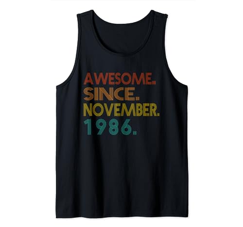 Awesome Since November 1986 Birth Of Birthday 1986 Vintage Camiseta sin Mangas