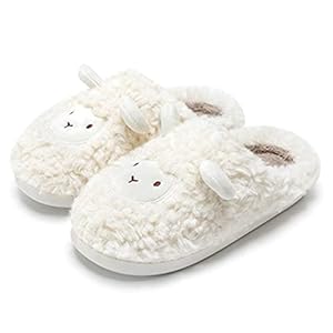 Unisex- Herren und Damen Cartoon niedlich und gemütlich weich Flauschigen Plüsch Cosy Schaf Hausschuhe Indoor/Outdoor rutschfeste Pantoffeln