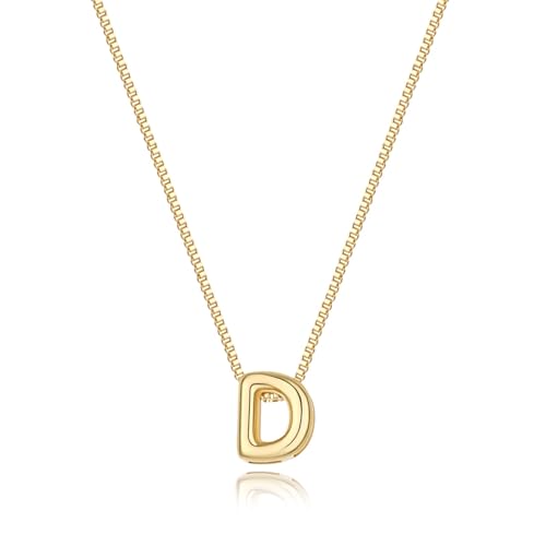 Image of Personalized Bubble Letter Initial Necklace, 14K Gold Plated, Dainty Pendant for Women, Trendy Gold Jewelry