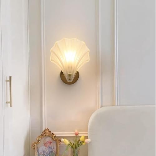 Seashell Wall Sconce Gold Wall Light Fixture with Clear Glass