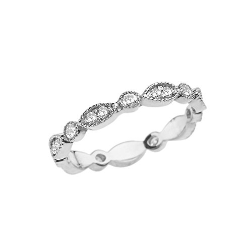Fancy 10K White Gold Diamond Fancy Anniversary/Engagement Eternity Band (Size 11) #TOP14