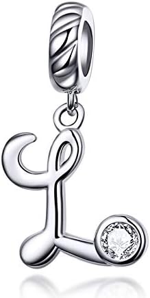 LaMenars Alphabet Letter Initial Dangle Charms 925 Sterling Silver Fits European Charm Bracelets & Necklaces