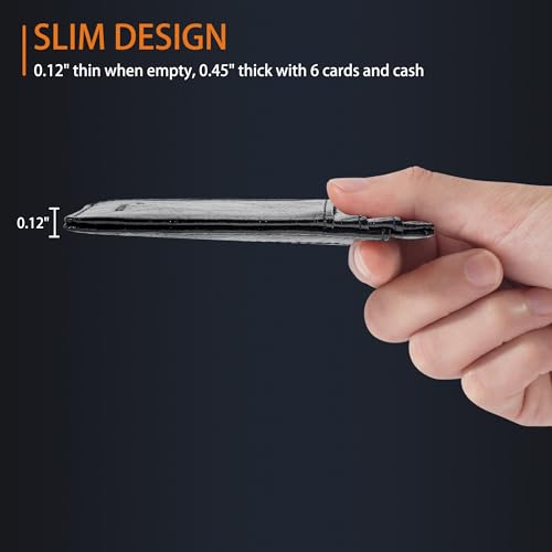 Image of Travelambo Slim Wallet Front Pocket Minimalist Leather RFID Blocking Medium Size