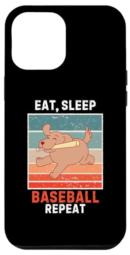 Carcasa para iPhone 15 Plus Retro Dog Eat, Sleep Baseball Repeat Vintage Grunge Beisbol
