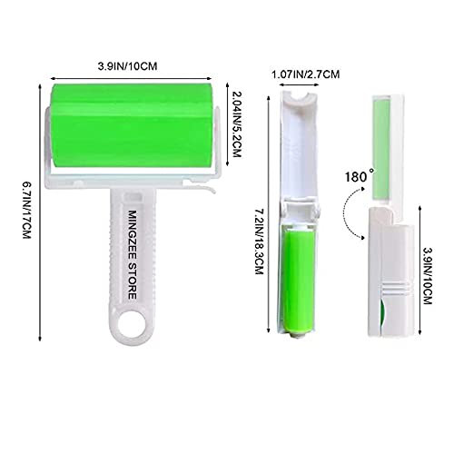 Sticky Lint Roller 5 Pack, Reusable Washable Lint Roller Pet Hair Remover Cleaner With Cover For Clothes, Pet Hairs, Carseats, Include Medium/Small Size (Green) #TOP3