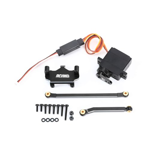 RCAWD 100% Durability Increase Upgrades RC Servo Seat & 1kg Metal Gear Servo Set & Steering Linkage & 21T Servo Arm Parts for Hobbyplus CR18P, FUR-2411, CR-18, FMS1:18 Atlas Black