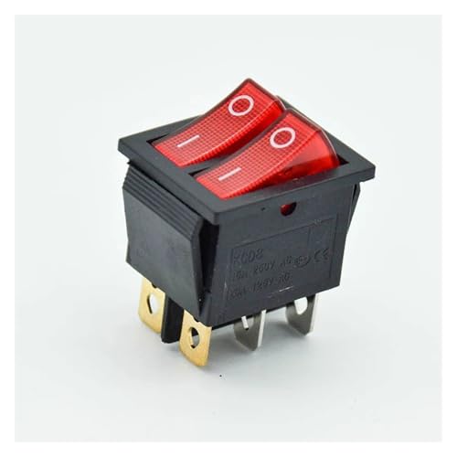 2pcs 6PIN Red Double Light Rocker Switch Waterproof ON-Off Boat Power Switch 16A 250V/ 20A 125V