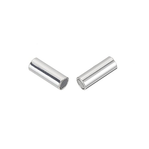 Silver Plated Magnetic Kumihimo Cord End Tube Clasp 4mm