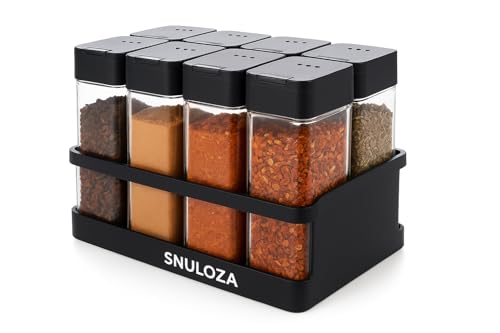 Image of 100 Ml 8-Piece Airtight Masala Box Set - Plastic Spice Jars with Easy Flow for Kitchen, Multi-Storage Container - Black
