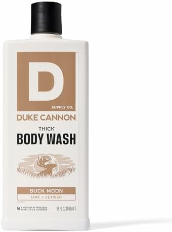 Duke Cannon Supply Co. Thick High Viscosity Body Wash – 3X Thicker, Cleansing Shower and Bath Gel, Mineral-Enriched for Men – Shower Gel – Men’s Body Scrub – Buck Moon (18 oz)