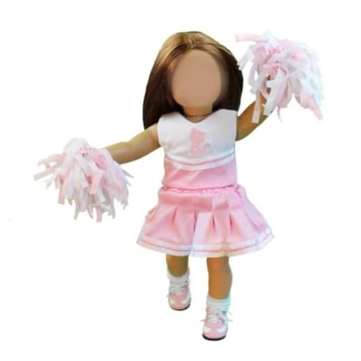 Cheerleader Doll Outfit for 18" Dolls -4 Piece Cheerleading Costume Clothes and Accessories Set Include Poms Poms, Uniform, Socks, & Cheer Shoes -Back to School Sports Gifts for Girls Birthday