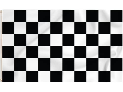Storm&Lighthouse Black and White Chequered Flag Checkered Flags 5ft x 3ft with Eyelets
