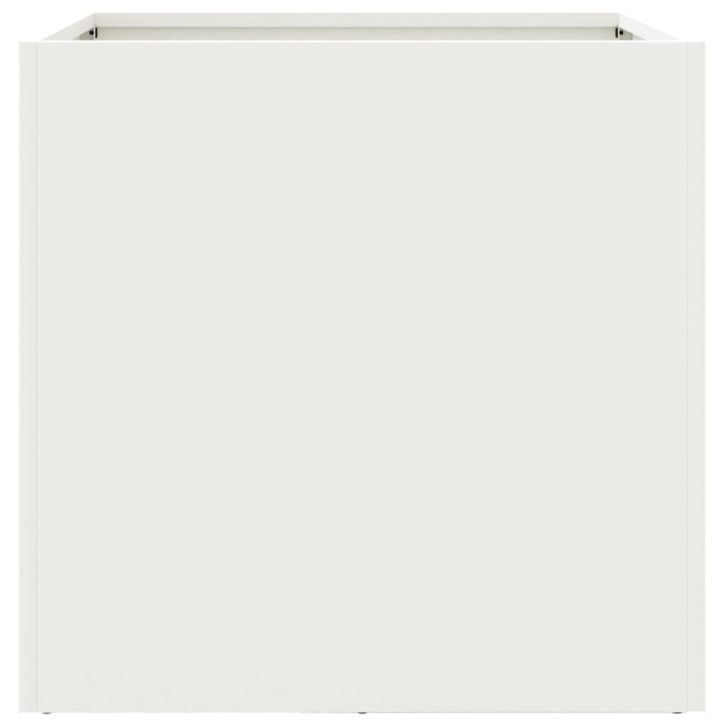 LAPOOH Sadzarka biała 42 x 40 x 39 cm stal walcowana na zimno, sadzarka na zewnątrz, donica ogrodowa, doniczka ogrodowa i sadzarka, donica na zewnątrz-841549