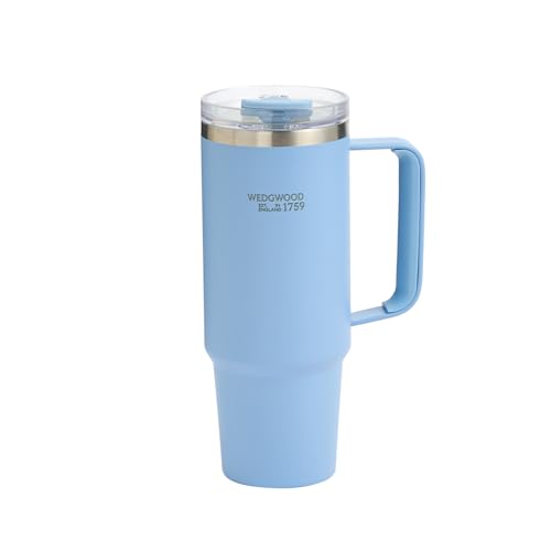 Wedgwood Jaspis Becher mit Strohhalm, 888 ml, Blau