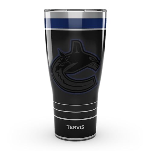 Tervis Traveler NHL Vancouver Canucks - Night Game Triple Insulated Tumbler Travel Cup Keeps Drinks Cold & Hot, 30oz, Stainless Steel
