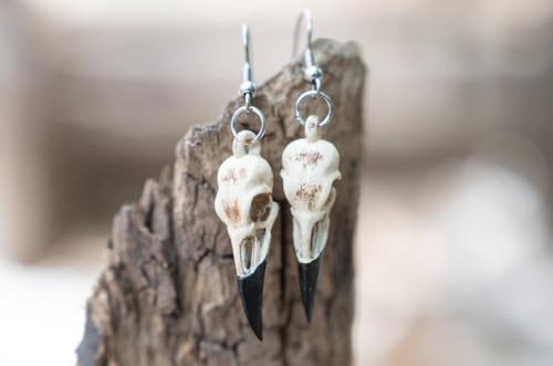 Goth Earrings Raven Skull Halloween Earrings for Gothic Aesthetic2